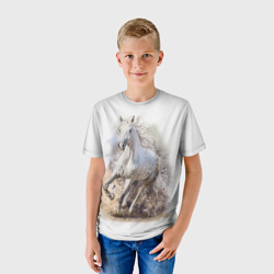 Детская футболка 3D Белая лошадь - фото 2