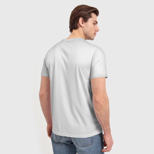Мужская футболка 3D с принтом Белая конь мчится галопом, вид сзади #2