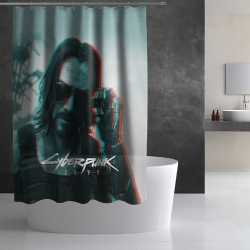 Штора 3D для ванной Cyberpunk 2077 - фото 3