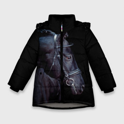 Зимняя куртка для девочек 3D Конь вороной