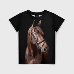 Детская футболка 3D Гнедая лошадь