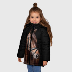 Зимняя куртка для девочек 3D Гнедая лошадь - фото 2