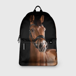 Рюкзак с принтом Гнедая лошадь для любого человека, вид спереди №3. Цвет основы: белый
