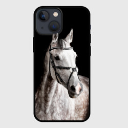 Чехол для iPhone 13 mini Серный в яблоках конь