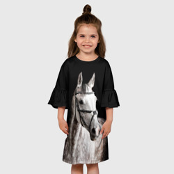 Детское платье 3D Серный в яблоках конь - фото 2