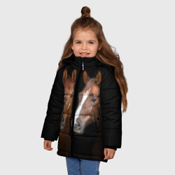 Зимняя куртка для девочек 3D Лошади гнедые - фото 2