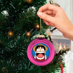 Ёлочный шар стеклянный/пластиковый Луффи - кричит Чё - One Piece мем - фото 2