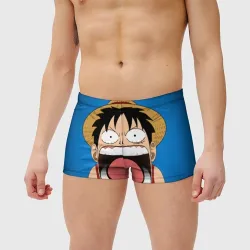 Мужские купальные плавки 3D Луффи - кричит Чё - One Piece мем - фото 2