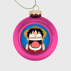 Ёлочный шар стеклянный/пластиковый Луффи - кричит Чё - One Piece мем