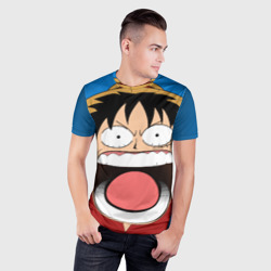 Мужская футболка 3D Slim Луффи - кричит Чё - One Piece мем - фото 2