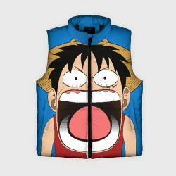 Женский жилет утепленный 3D Луффи - кричит Чё - One Piece мем