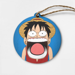 Деревянная игрушка круг Луффи - кричит Чё - One Piece мем