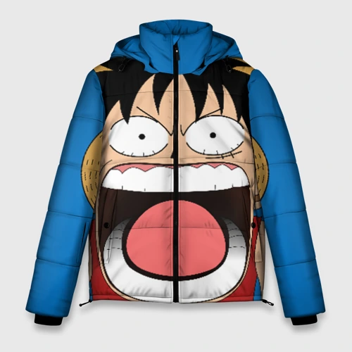 Мужская зимняя куртка 3D Луффи - кричит Чё - One Piece мем