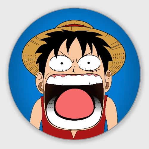 Круглый коврик для мышки Луффи - кричит Чё - One Piece мем