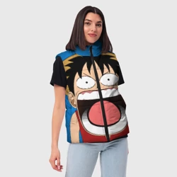 Женский жилет утепленный 3D Луффи - кричит Чё - One Piece мем - фото 2