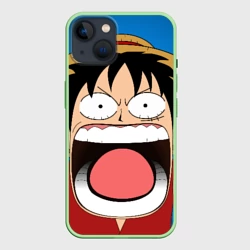 Чехол для iPhone 14 Луффи - кричит Чё - One Piece мем