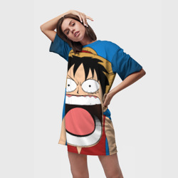 Платье-футболка 3D Луффи - кричит Чё - One Piece мем - фото 2