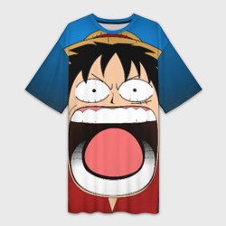 Платье-футболка 3D Луффи - кричит Чё - One Piece мем