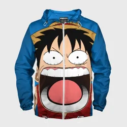 Мужская ветровка 3D Луффи - кричит Чё - One Piece мем