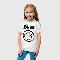 Футболка с принтом Blink-182 для ребенка, вид на модели спереди №3. Цвет основы: белый