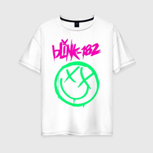 Женская футболка хлопок Oversize Blink-182, цвет белый