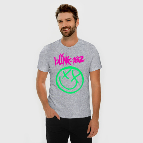 Мужская футболка хлопок Slim Blink-182, цвет меланж - фото 3