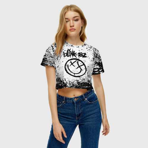 Женская футболка Crop-top 3D Blink-182, цвет 3D печать - фото 4