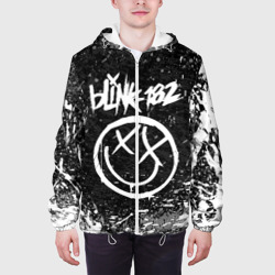 Куртка с принтом Blink-182 для женщины, вид на модели спереди №3. Цвет основы: белый