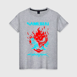 Женская футболка хлопок Cyberpunk 2077 samurai самураи