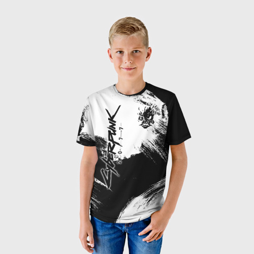 Детская футболка 3D с принтом Cyberpunk 2077, фото на моделе #1