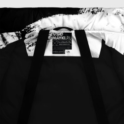 Куртка с принтом Cyberpunk 2077 для мужчины, вид на модели спереди №4. Цвет основы: черный