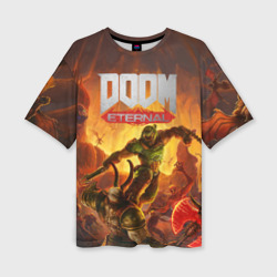 Женская футболка oversize 3D Doom