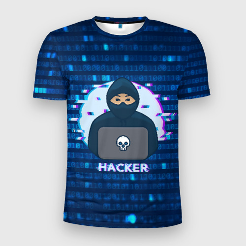 Мужская футболка 3D Slim с принтом Хакер иллюстрация, вид спереди #2