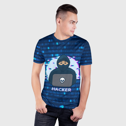 Мужская футболка 3D Slim с принтом Хакер иллюстрация, фото на моделе #1