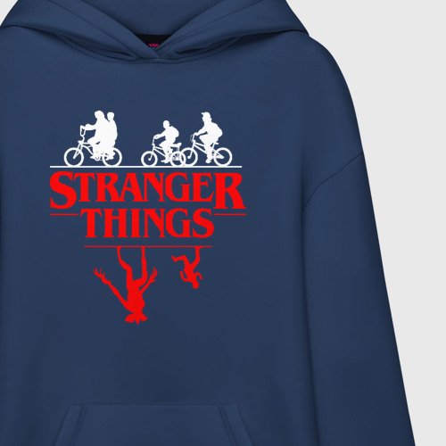 Худи SuperOversize хлопок Stranger things Очень странные дела, цвет темно-синий - фото 3