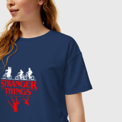 Женская футболка хлопок Oversize Stranger things Очень странные дела - фото 2