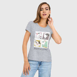 Женская футболка хлопок Slim КОТастрофа - фото 2
