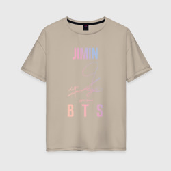 Jimin BTS автограф – Женская футболка хлопок Oversize с принтом купить со скидкой в -16%