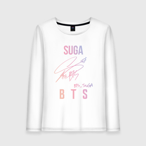 Женский лонгслив хлопок Suga BTS автограф, цвет белый