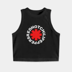 Женская укороченная майка-топ хлопок Red Hot chili peppers
