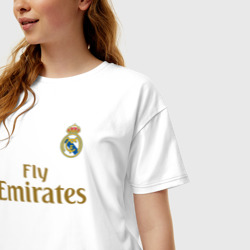 Женская футболка хлопок Oversize Азар Форма Реал Мадрид 19-20 - фото 2