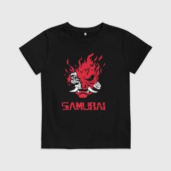 Детская футболка хлопок Cyberpunk 2077 samurai