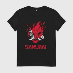 Женская футболка хлопок Cyberpunk 2077 samurai