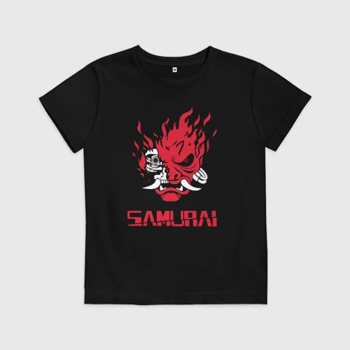 Детская футболка хлопок Cyberpunk 2077 samurai