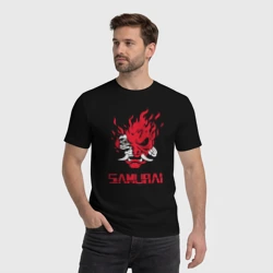 Мужская футболка хлопок Cyberpunk 2077 samurai - фото 2