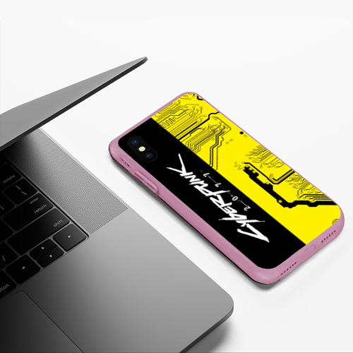 Чехол для iPhone XS Max матовый Cyberpunk 2077 4, цвет розовый - фото 5