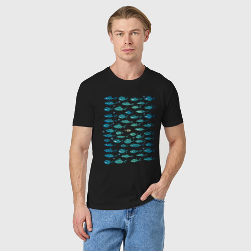 Мужская футболка хлопок Меланхолично-скептичные рыбы, цвет черный - фото 3