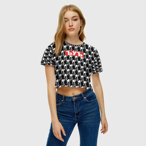 Женская футболка Crop-top 3D ЪУЪ, цвет 3D печать - фото 3