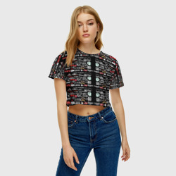 Женская футболка Crop-top 3D Логотипы рок групп - фото 2