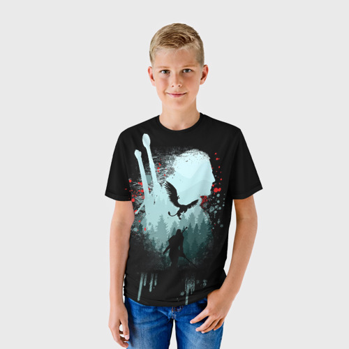 Детская футболка 3D с принтом Ведьмак 3: Дикая Охота, фото на моделе #1